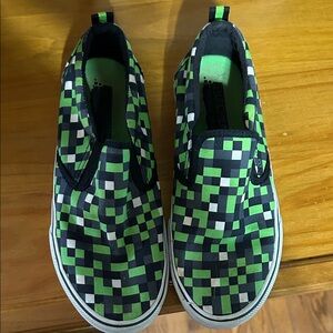Skechers Kids Slip-On Shoes - Green and Black Checkered
